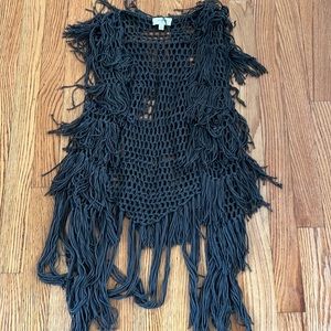 Charcoal grey fringe vest